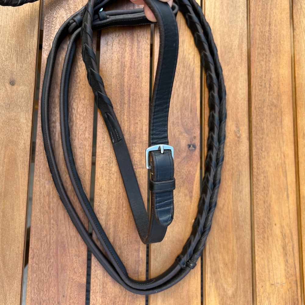Fancy Stitched Hunter Laced Reins Equestrian Tack